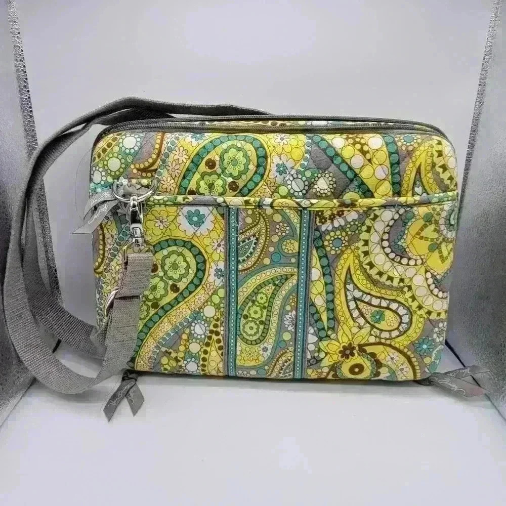 Vera Bradley Retired Lemon Parfait Turquoise Paisley Mini Computer, Crossbody!